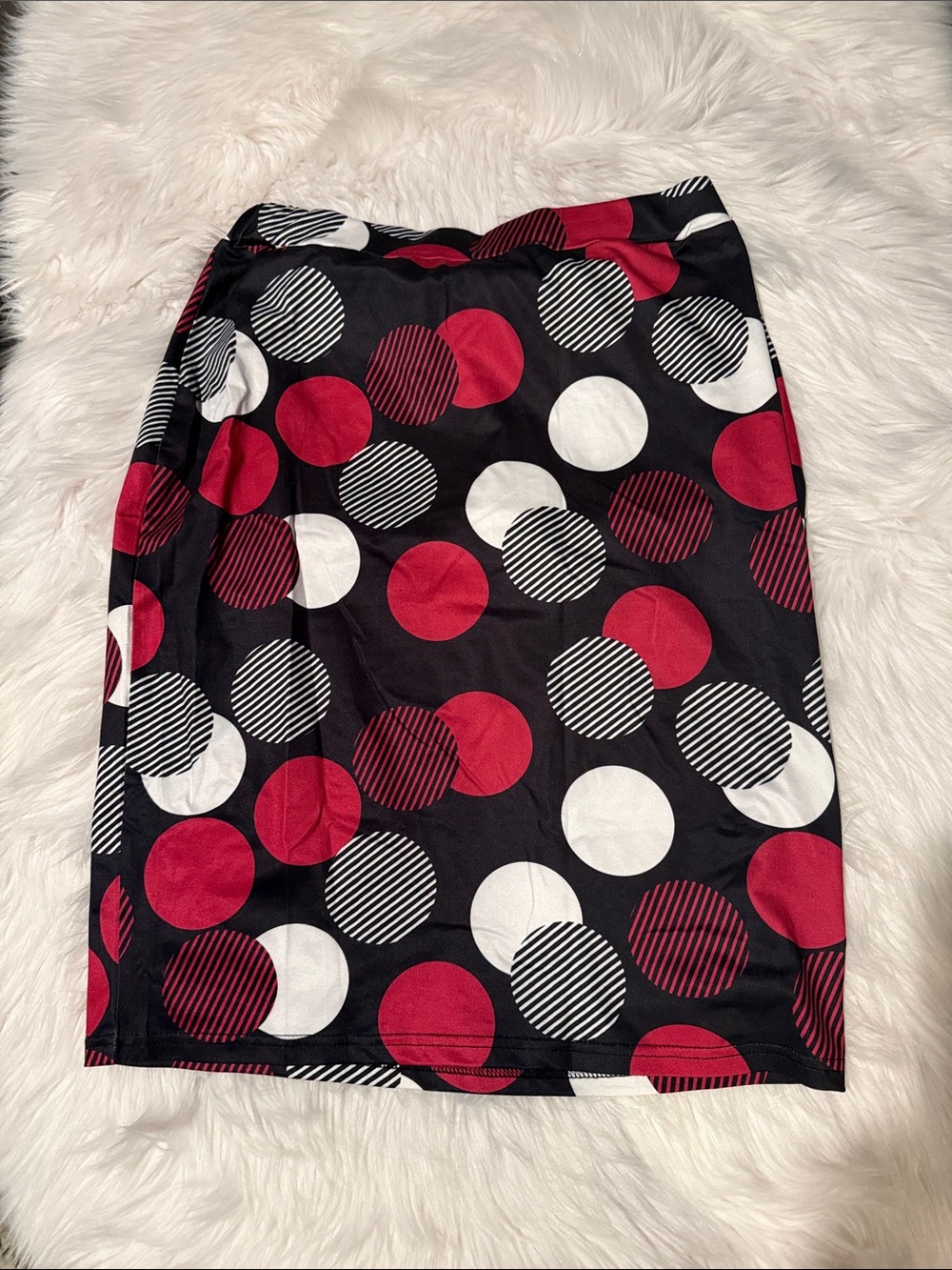 Polka Dot Pencil Skirt in Black, Red & White
